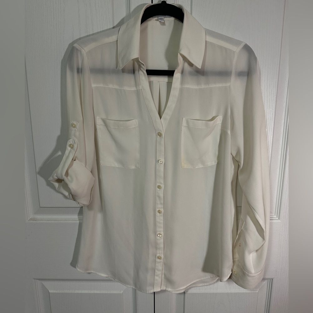 Shear cream blouse